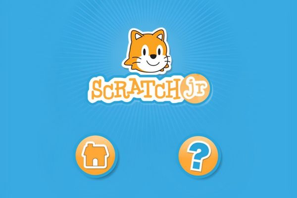 Логотип ScratchJr на голубом фоне